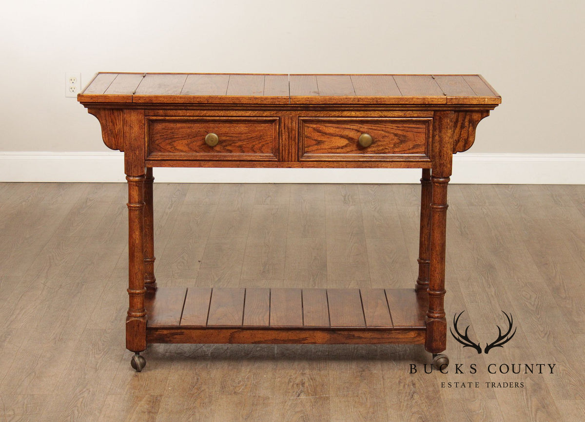 Century Furniture Vintage Oak Flip-Top Server Trolley