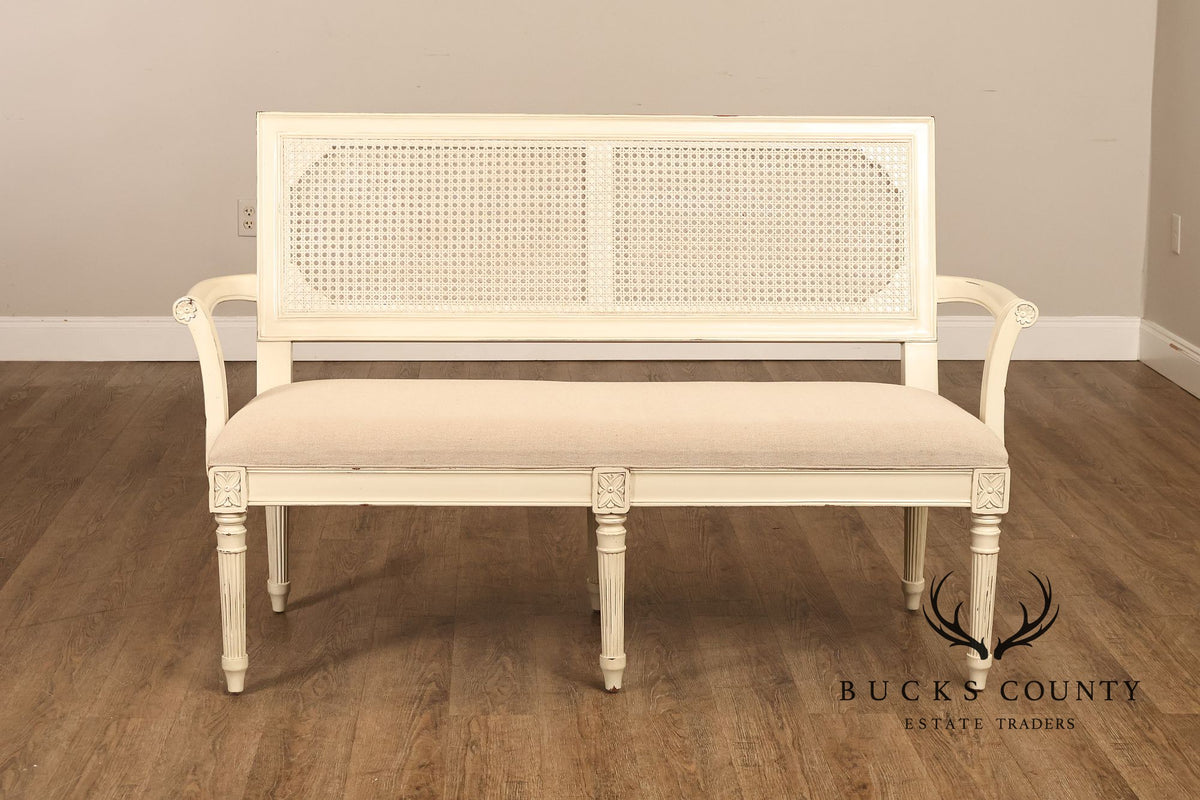 Alden Parkes Country French Louis XVI Style Caned Back Painted Settee