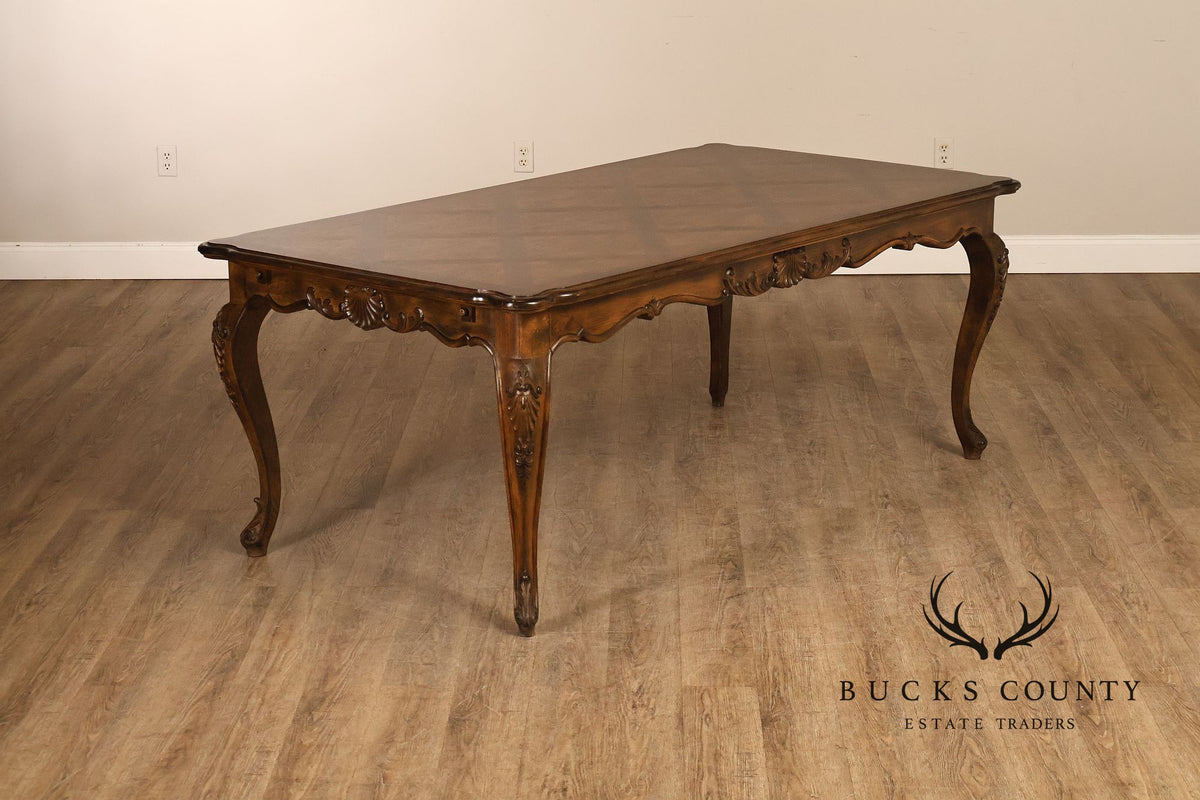 French Country Parquetry Top Expandable Dining Table