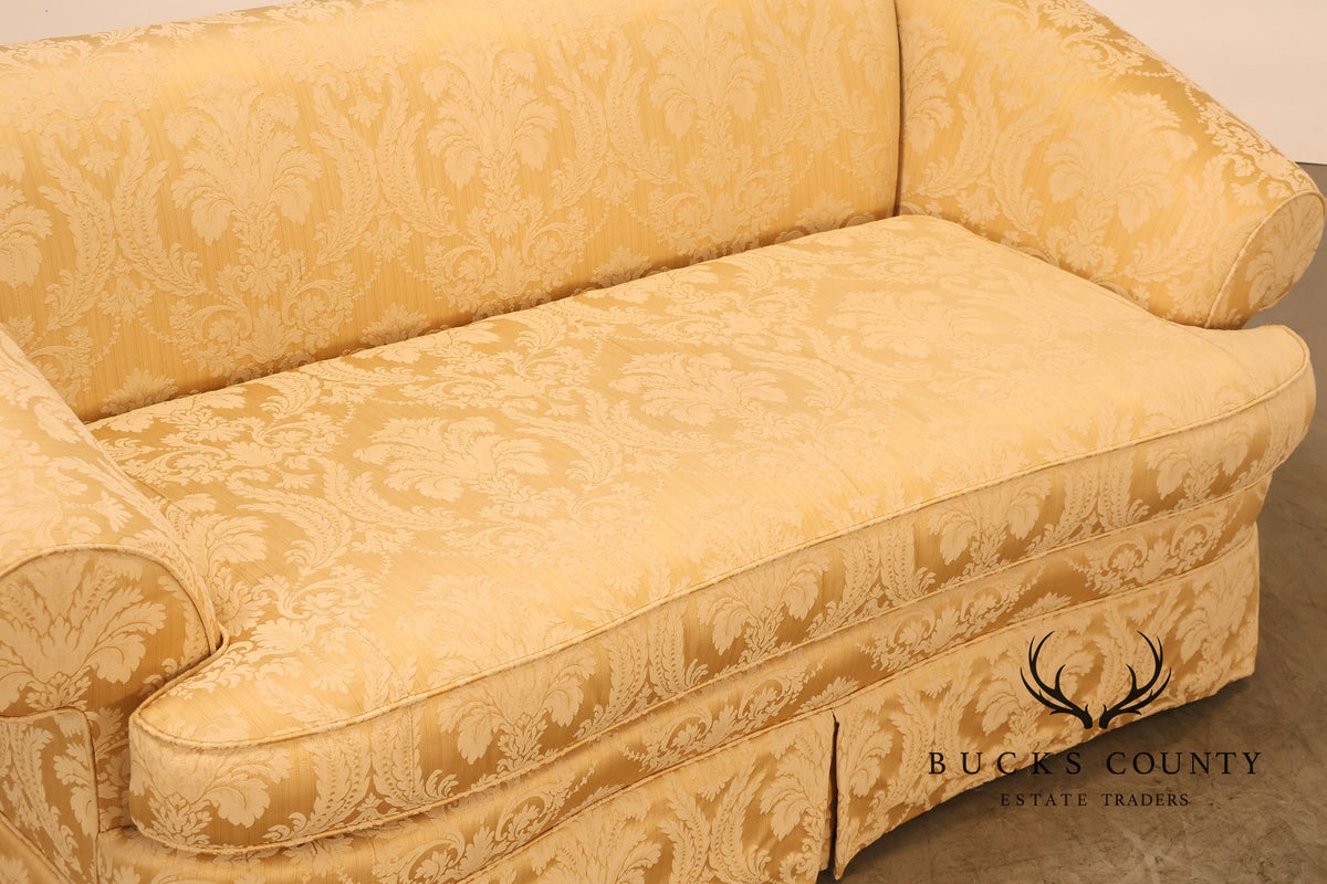 Century Furniture Pair Of Gold Damask Upholstered Sofas