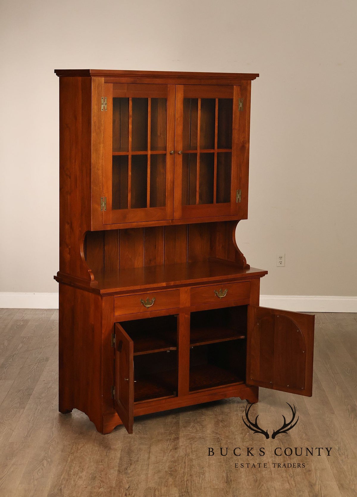 E.A. Clore Bench Made Solid Walnut Step Back Hutch