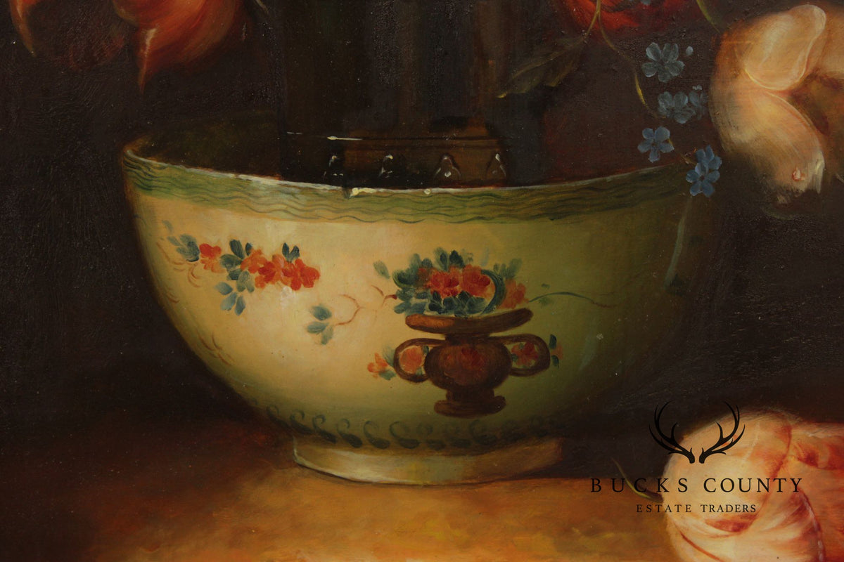 Giltwood Framed Still-Life Print, Signed