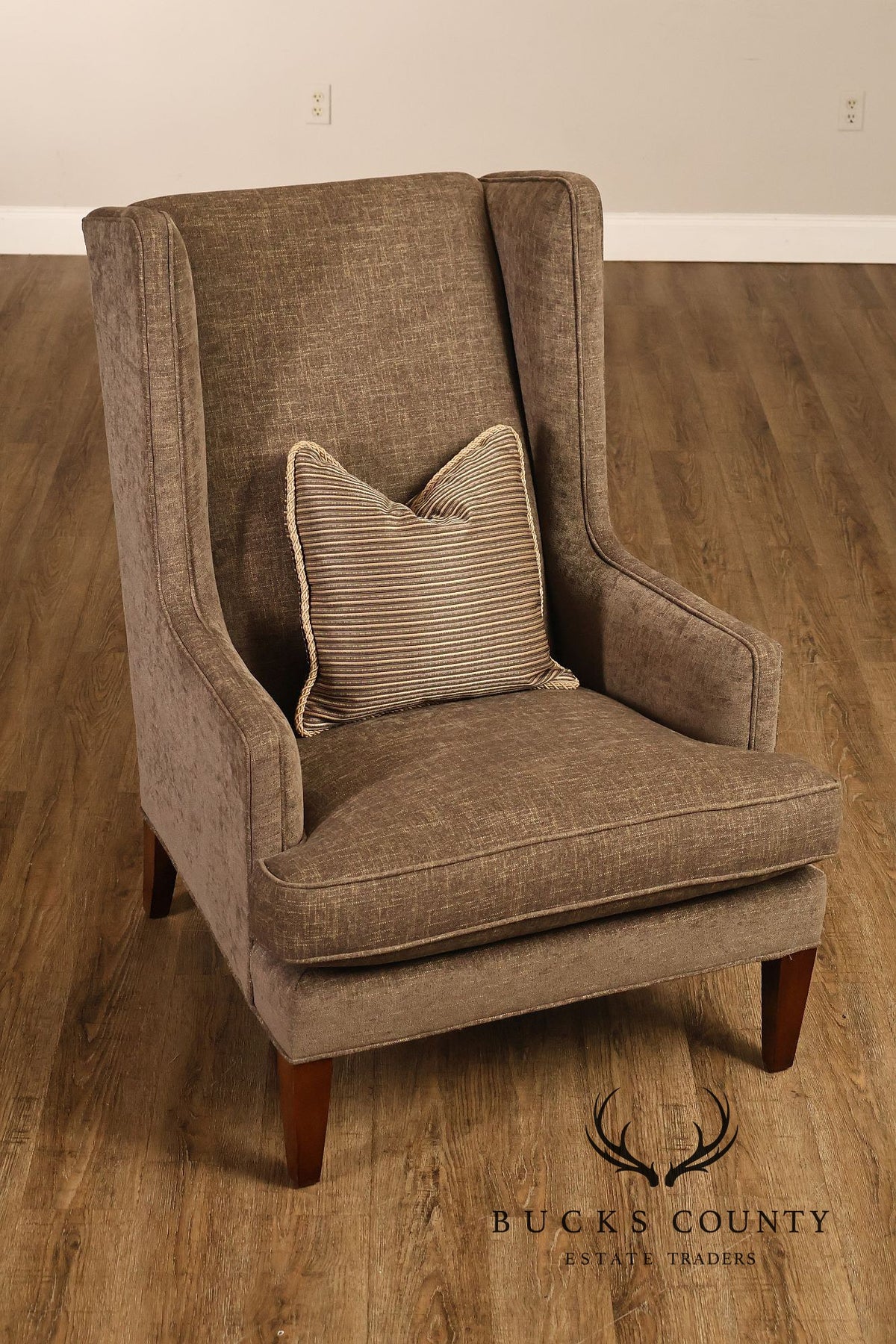 Hickory White Transitional Style Pair of High Back Wing Chairs