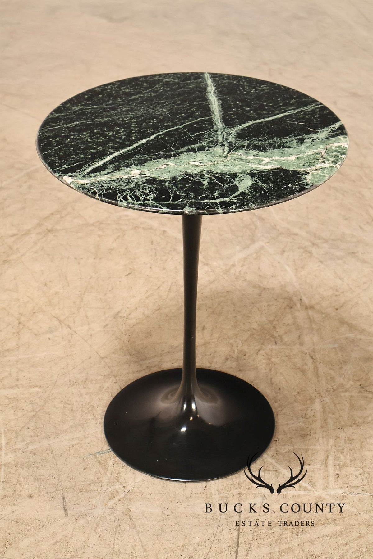 Knoll Saarinen Round Green Marble Tulip Side Table