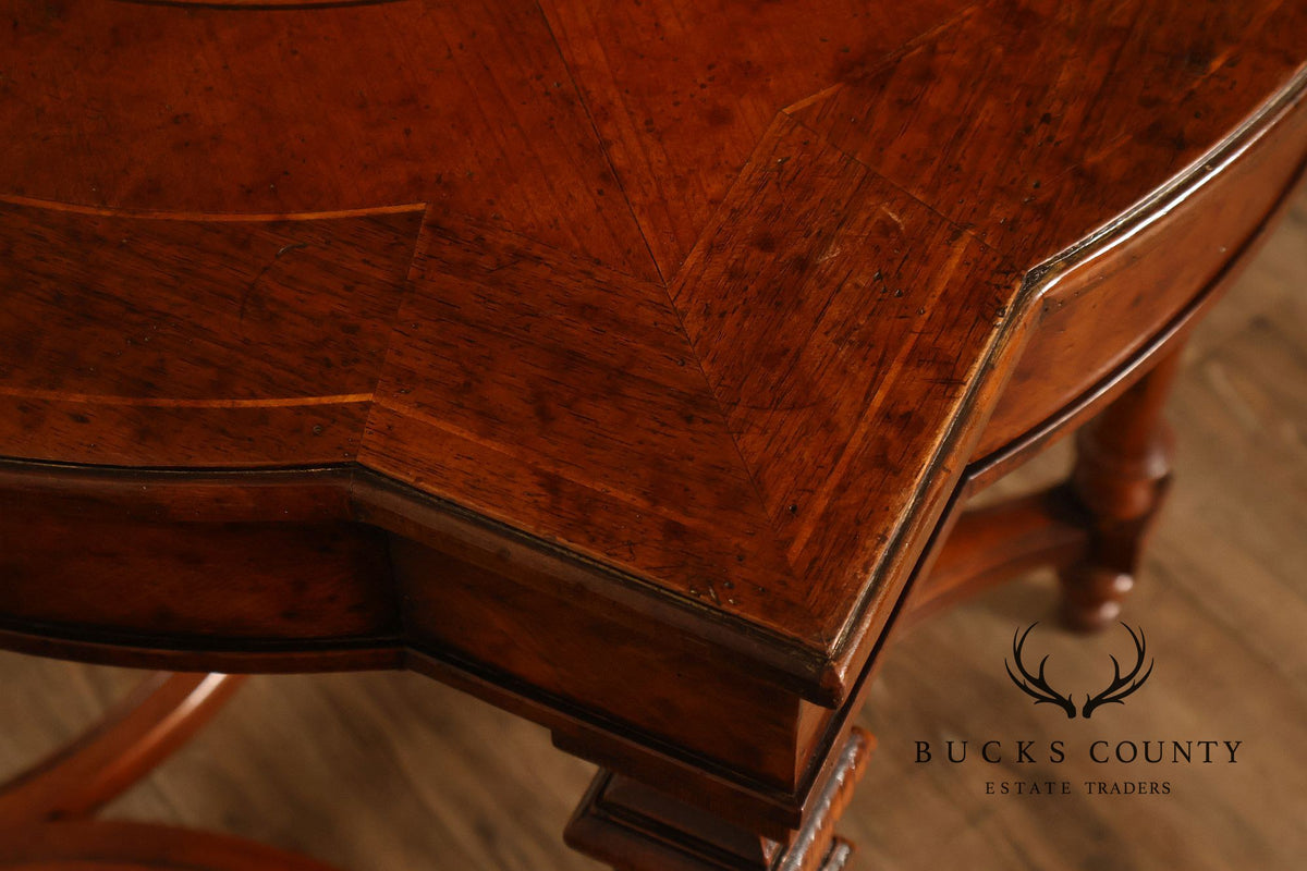 Koypthe Continental Style Walnut And Burl Walnut Inlaid Accent Table