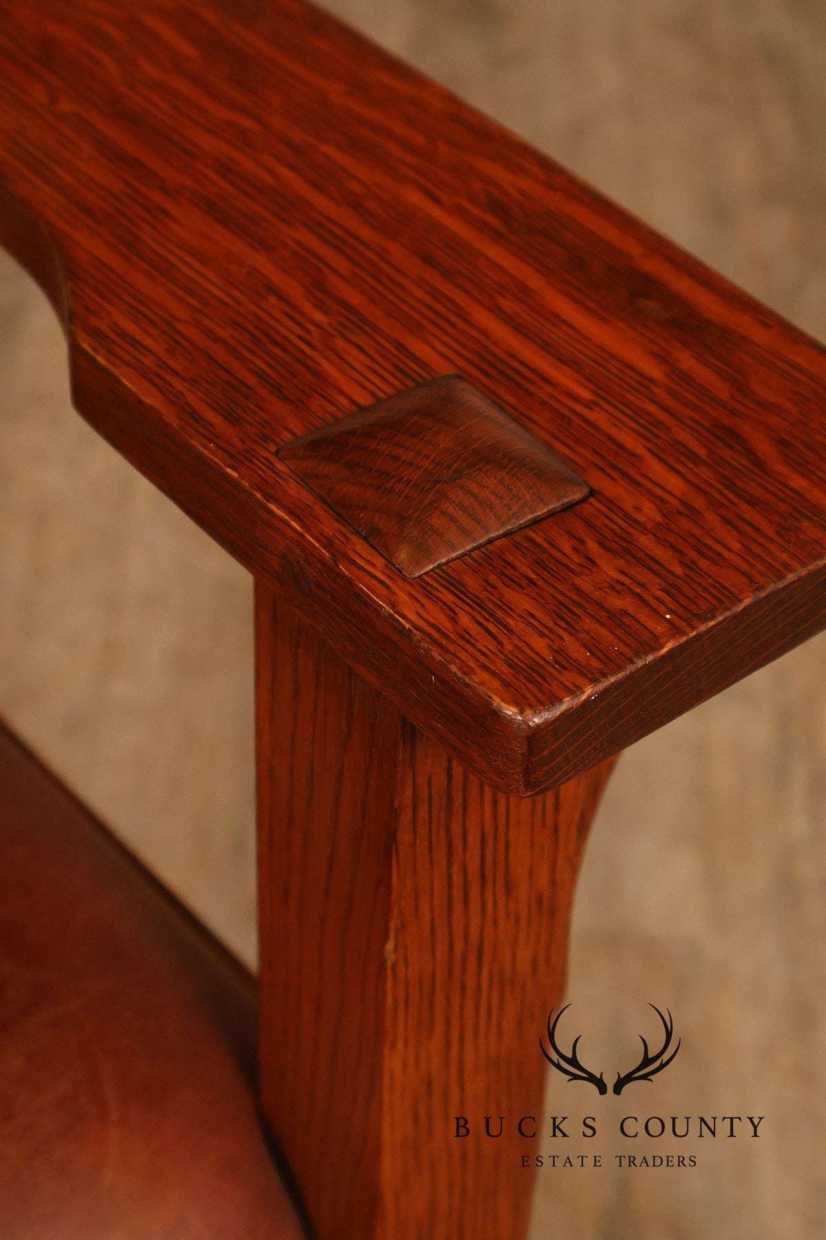 Stickley Mission Collection Set of Six Oak and Leather Dining Chairs