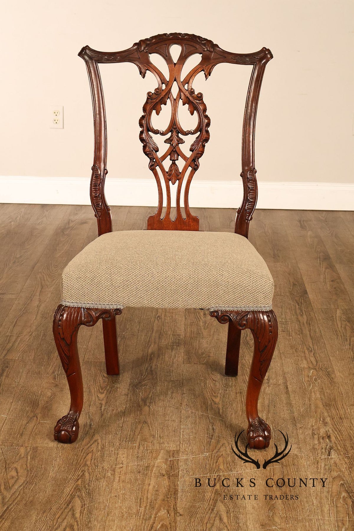 Chippendale Style Set of Eight Carved Mahogany Dining Chairs