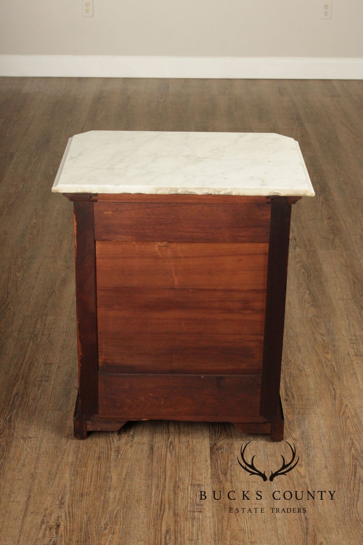 Antique Victorian Marble Top Walnut Nightstand