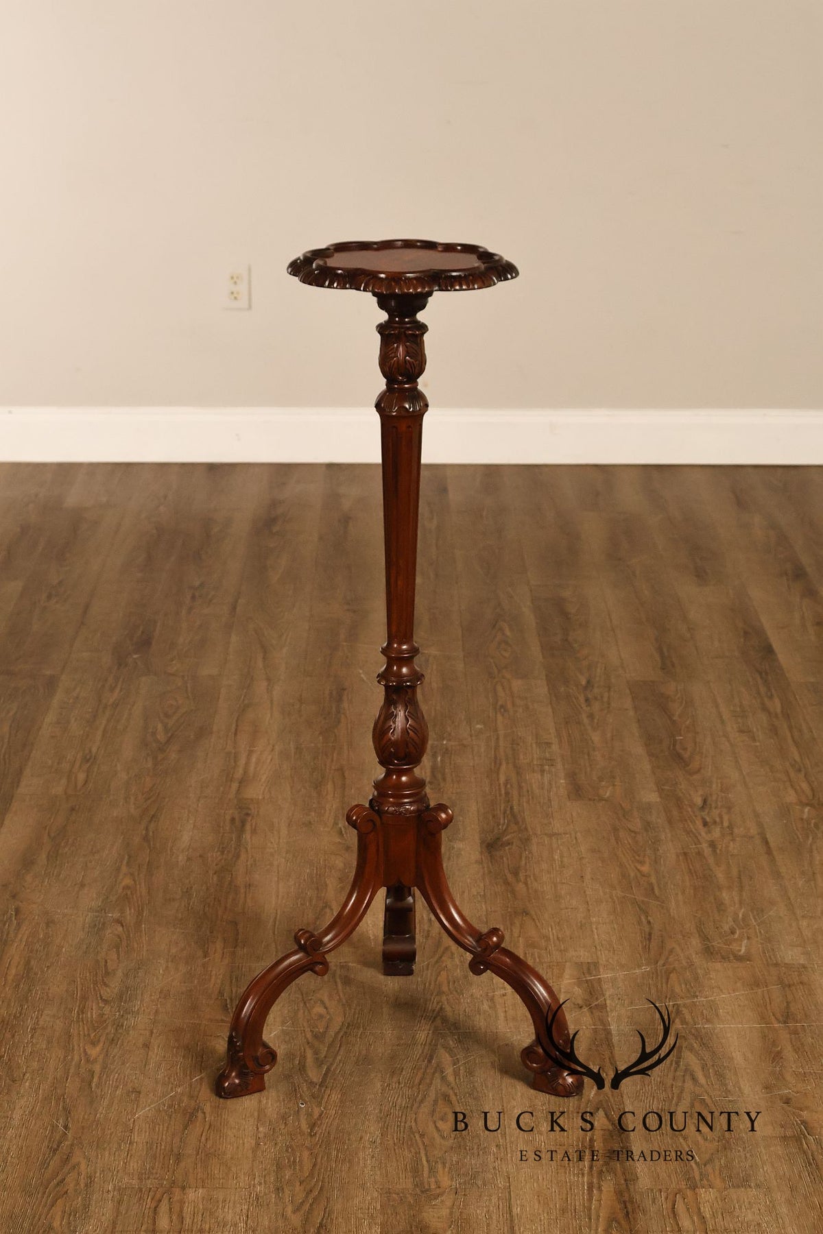 Baker Furniture Carved Mahogany Plant Stand
