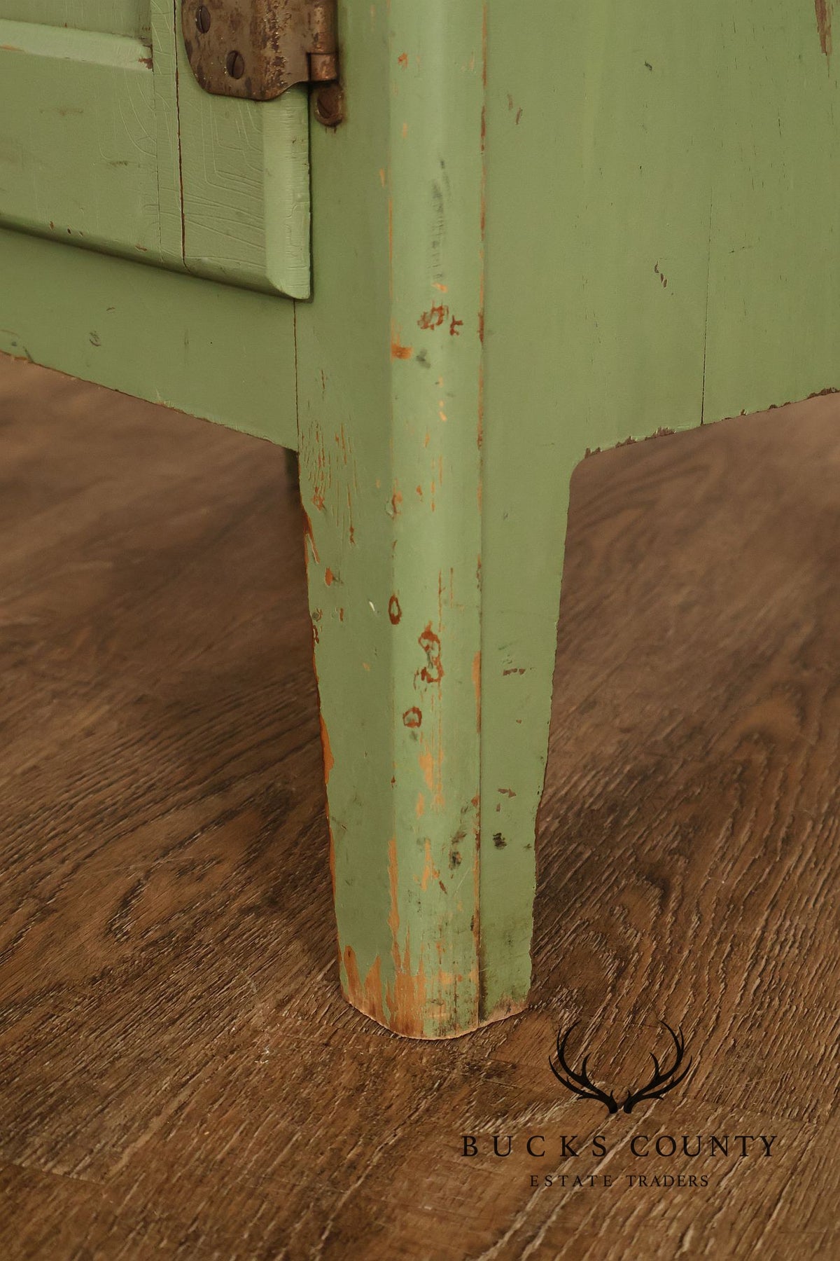 Vintage Painted Green Primitive Tall Storage Chimney Cabinet
