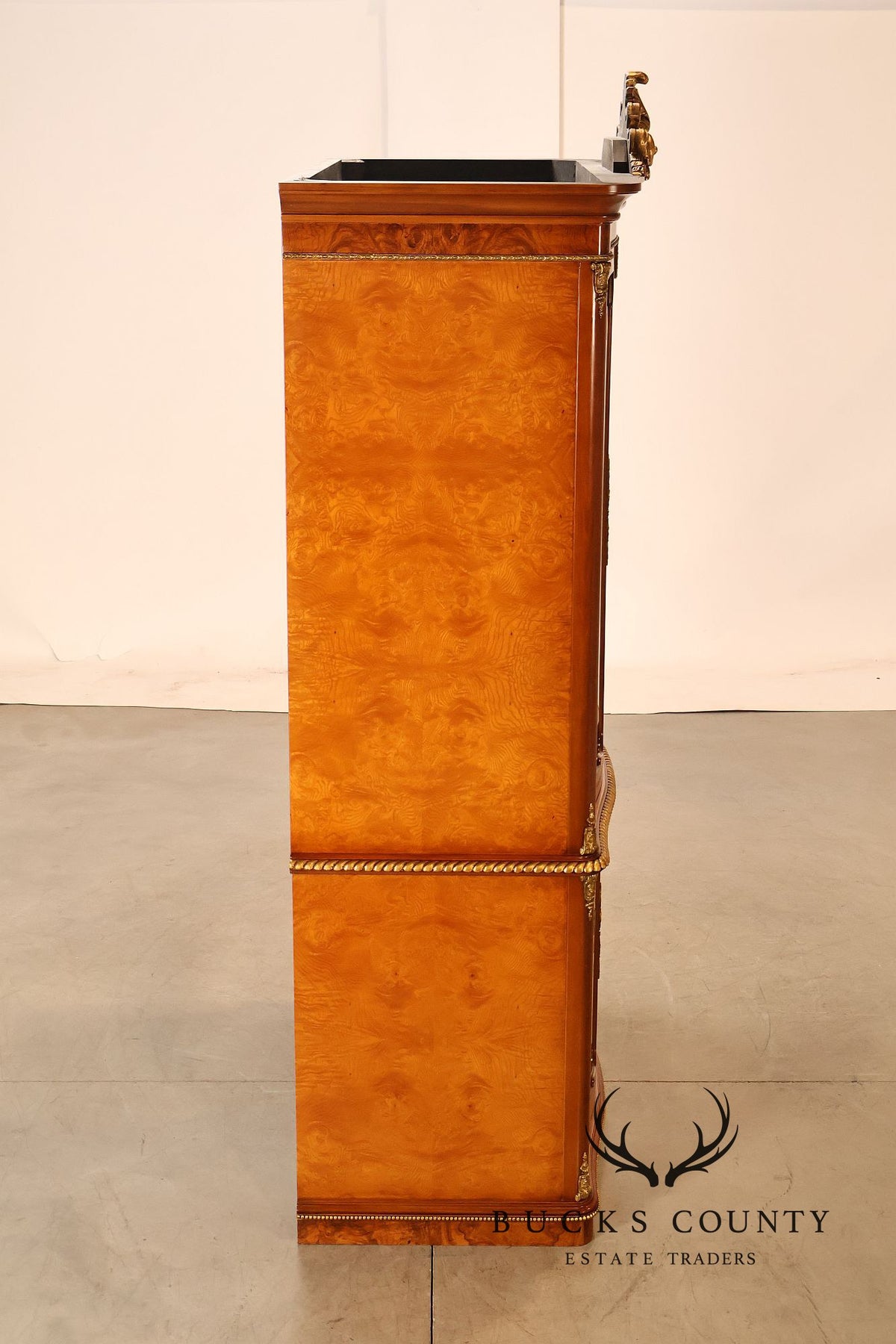 French Louis XV Style Burl Walnut Linen Closet Armoire