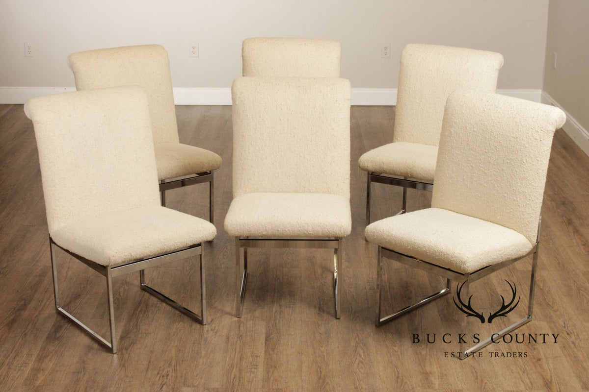 Mid Century Modern Set of Six Chrome Dining Chairs