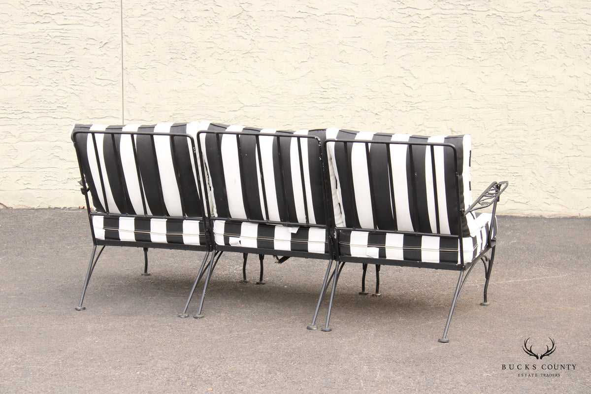 Vintage Wrought Iron Three-Piece Outdoor Garden Sofa