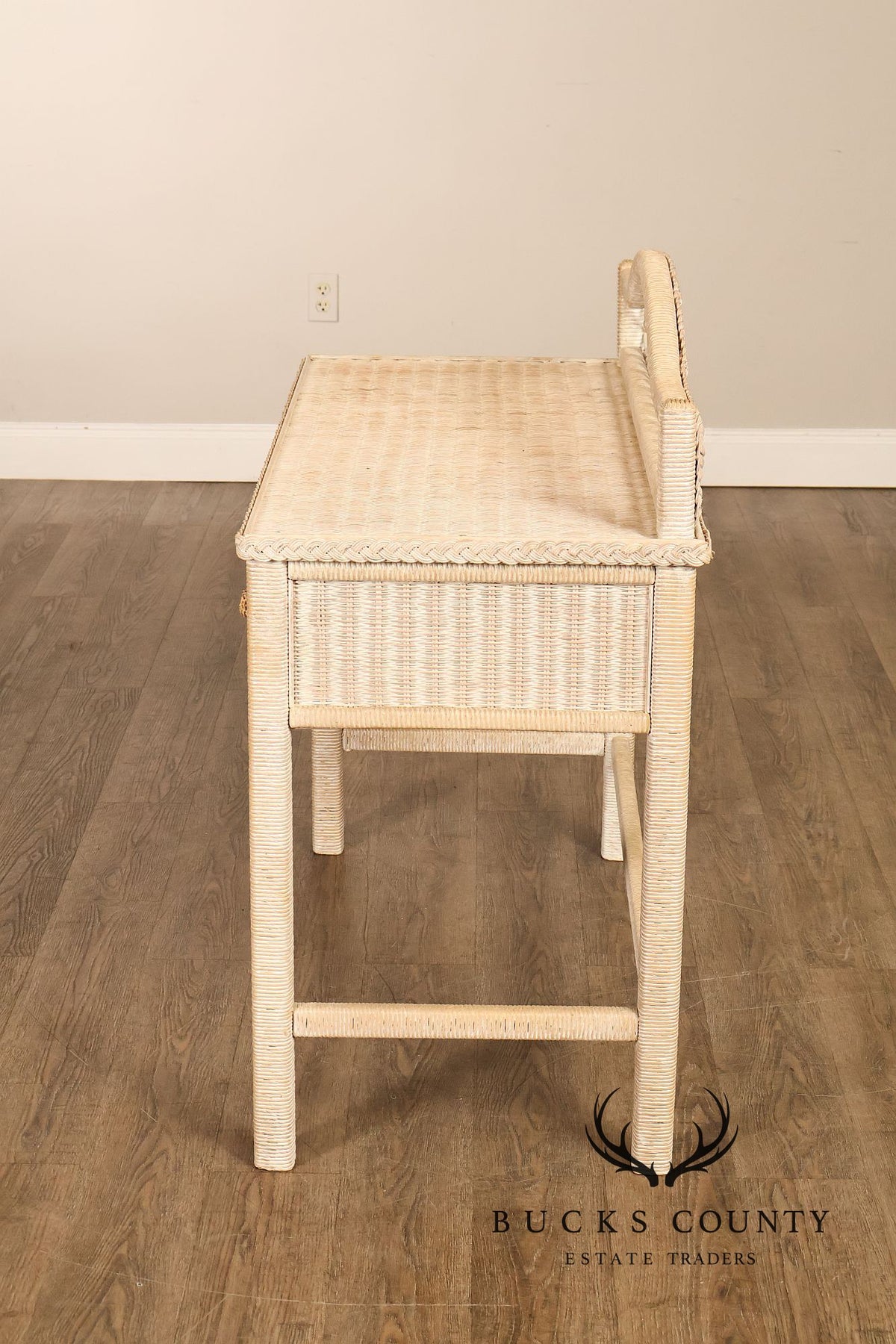 Lexington Henry Link Wicker Vanity Or Writing Desk and Chair