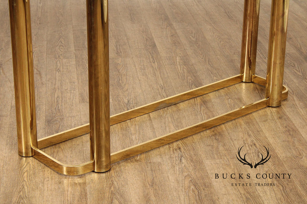 Hollywood Regency Postmodern Two-Tier Glass Top Console Table