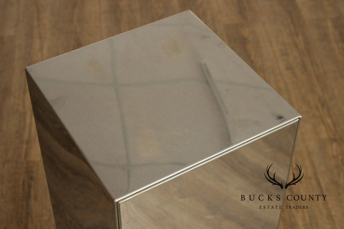 Modern Style Polished Stainless Steel Pedestal With Coral Fan Sculpture