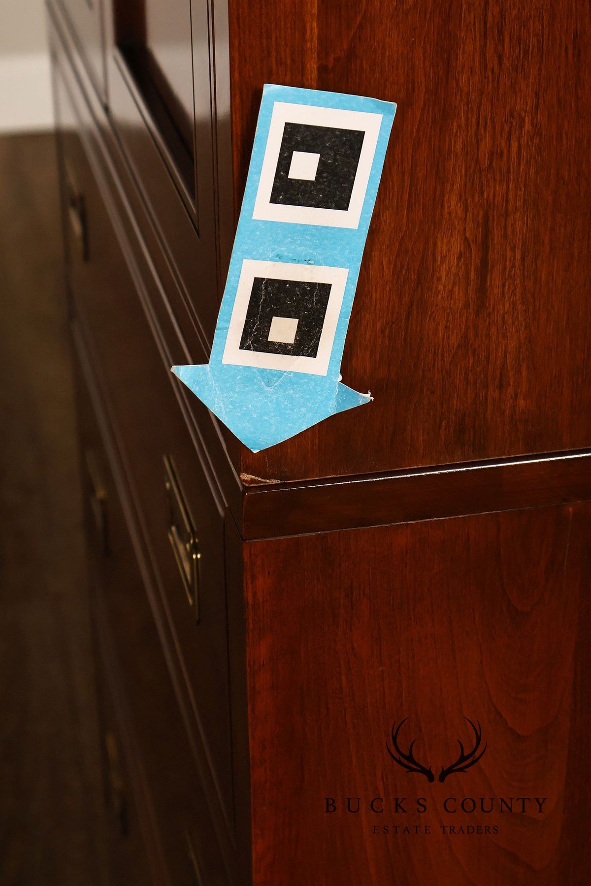 Ethan Allen Campaign Style Pair of Walnut Armoires