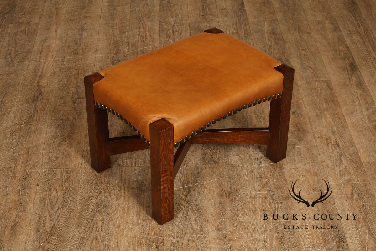 Stickley Mission Collection Oak and Leather Eastwood Footstool