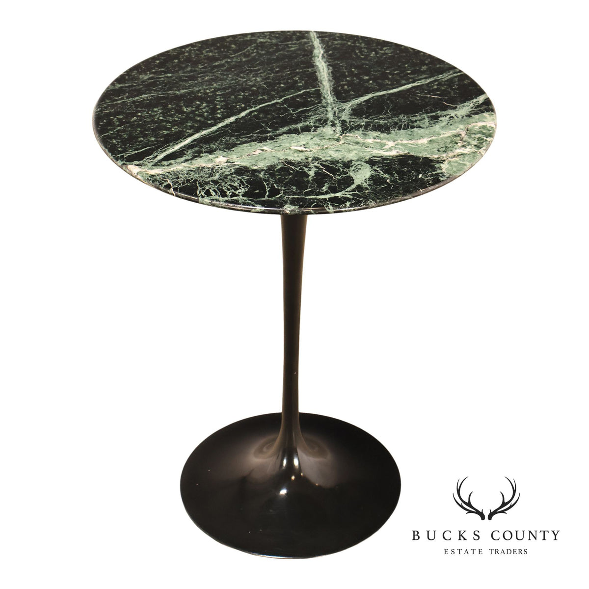 Knoll Saarinen Round Green Marble Tulip Side Table