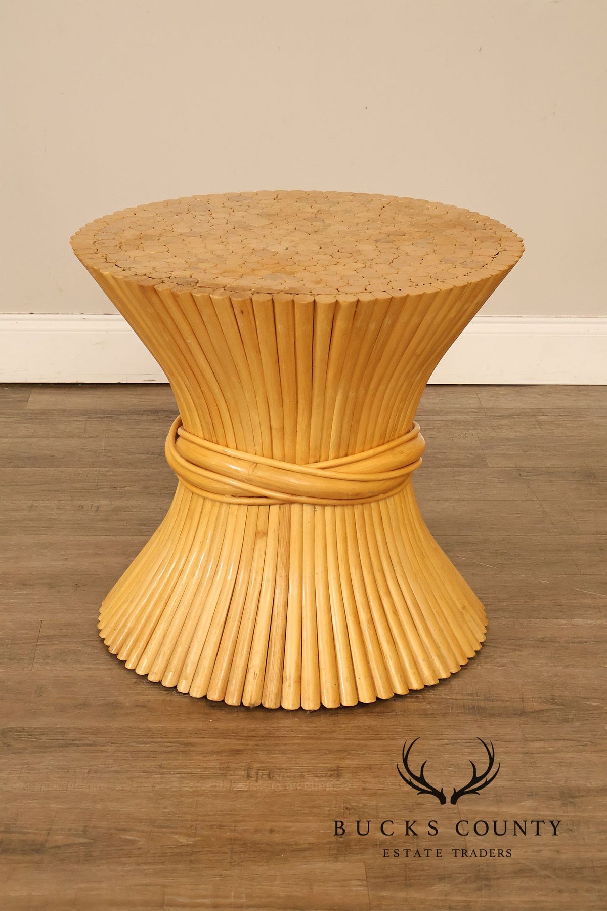 Vintage Pair of Wheat Sheaf End Tables