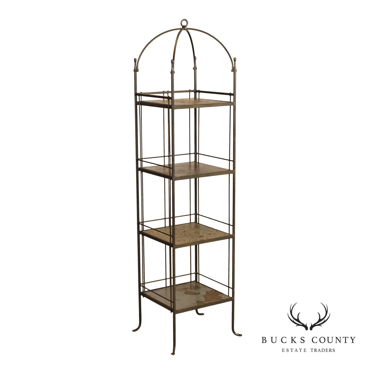 Charleston Forge Iron Etagere Four Tier Baker's Rack With Slate Shelves