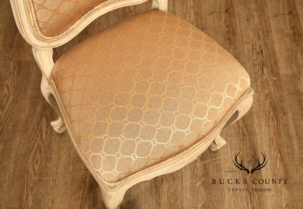 French Provincial Style Set Of Six Painted Upholstered Dining Chairs