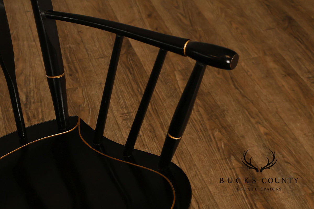 Nichols & Stone Black Stenciled Windsor Bench
