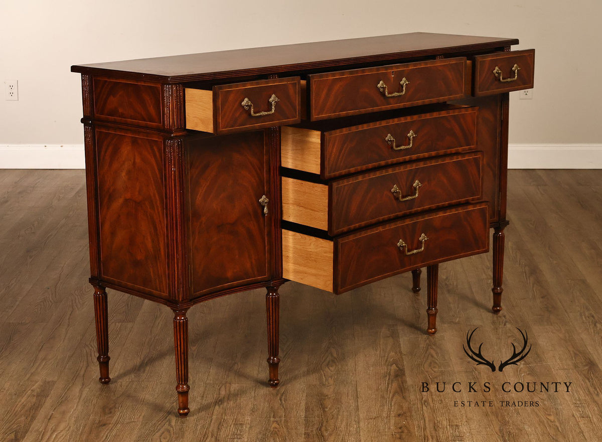 Jonathan Charles Mahogany Federal Style Credenza Sideboard With Brass Hardware