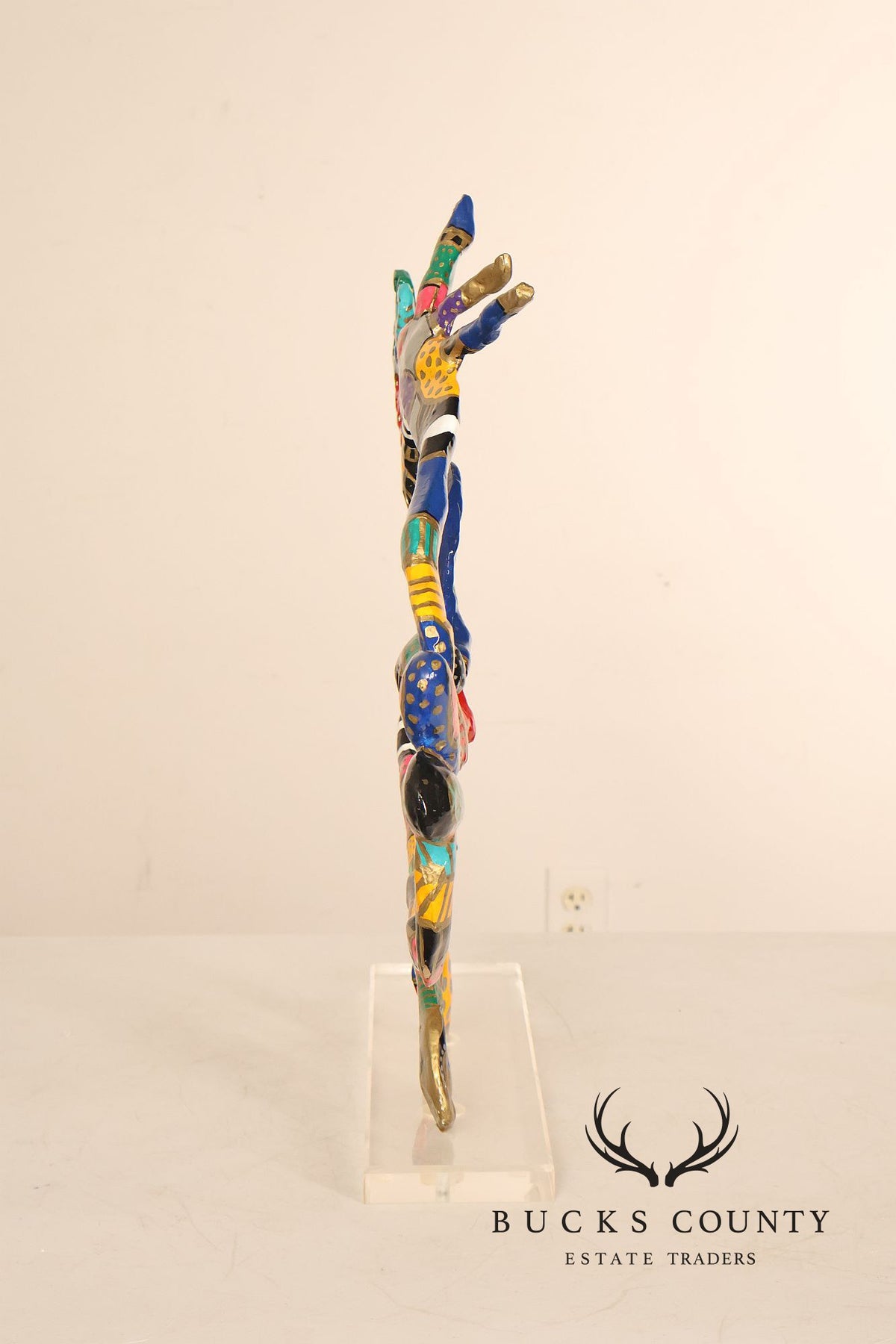 Dorit Levinstein Colorful Modern Mixed Media Sculpture On Lucite Base