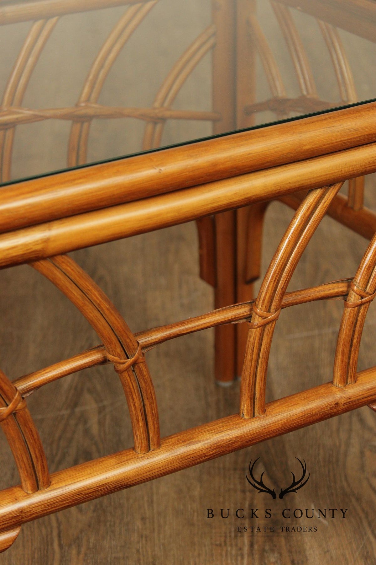 South Sea Rattan 'New Kauai' Glass Top Side Table