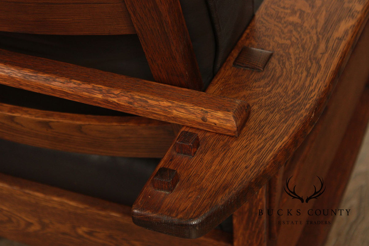 Antique L. & J.G. Stickley Mission Oak Morris Rocker