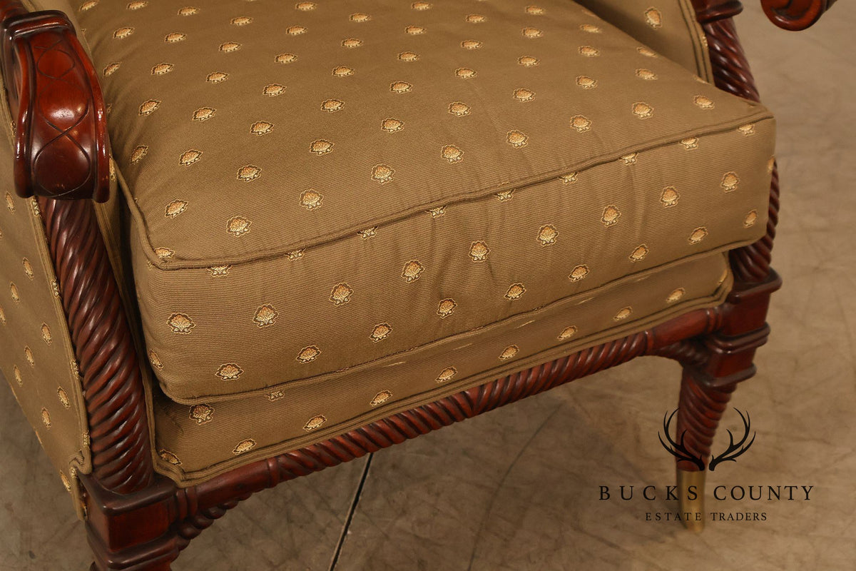 Highland House For Harrods Pair Of Mahogany Neoclassical Lounge Chairs