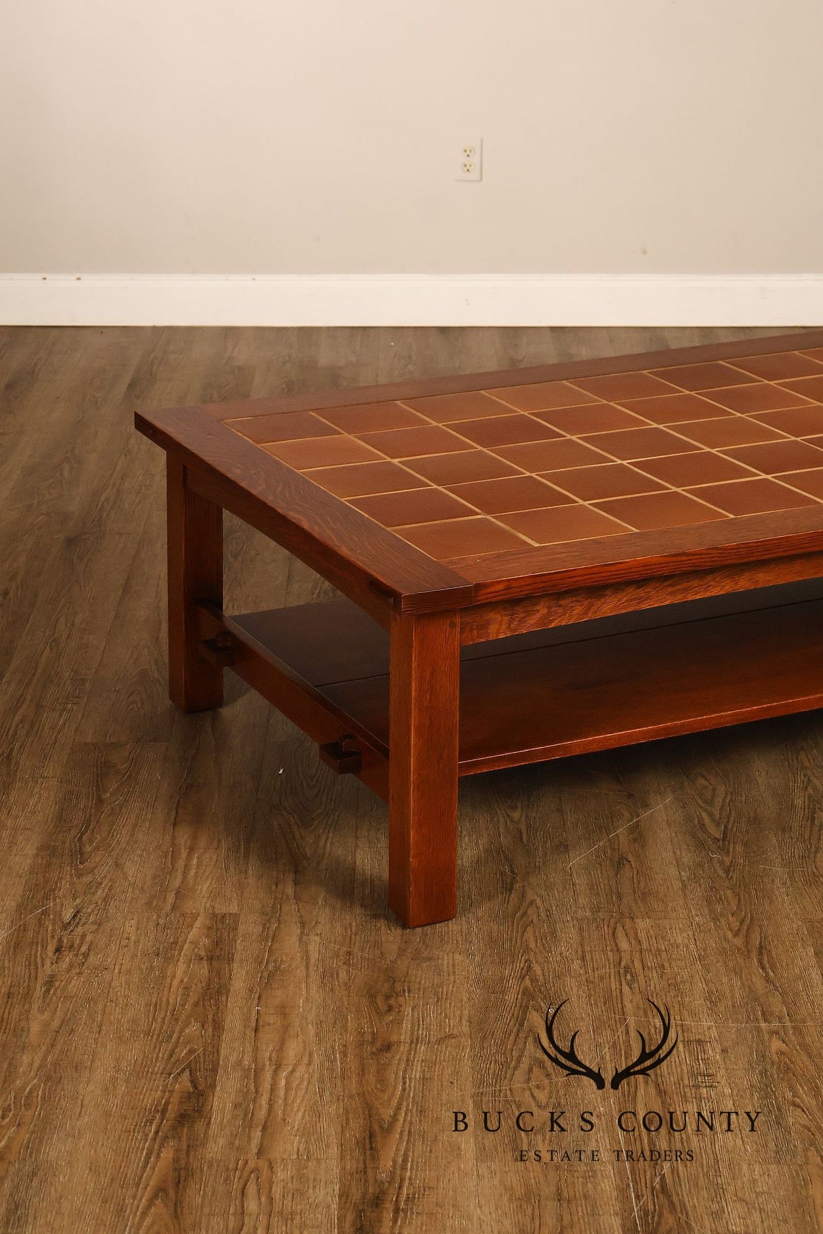Stickley Mission Collection Oversized Oak Tile Top Coffee Table