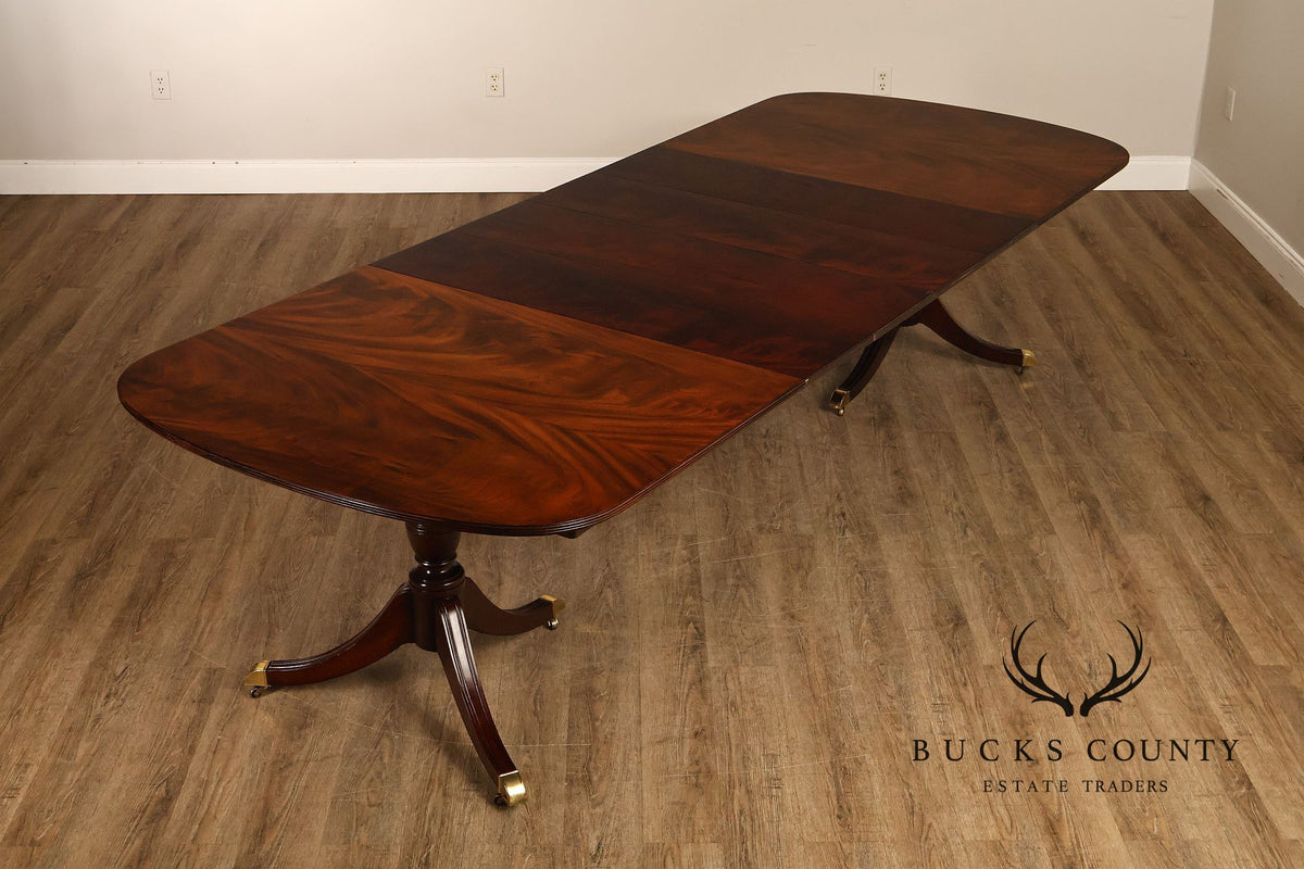 Kindel Flame Mahogany Double Pedestal Dining Table