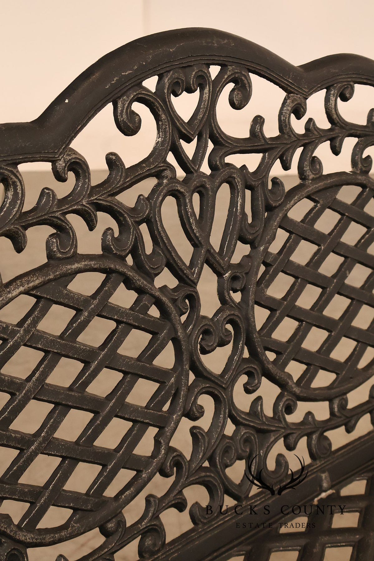 Cast Aluminum Garden Bench With Ornate Lattice Back