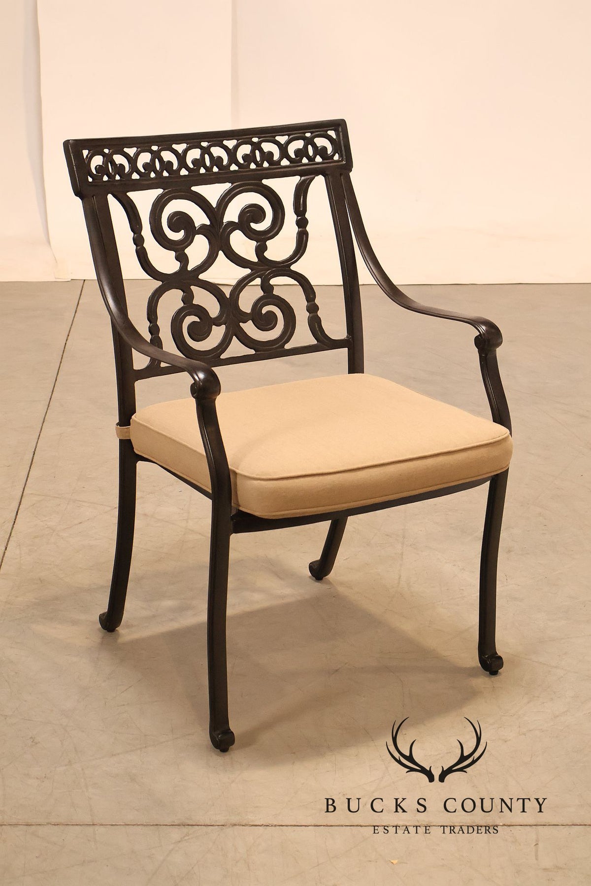 Castelle Cast Aluminum Outdoor Dining Table With Six Chairs Patio Set