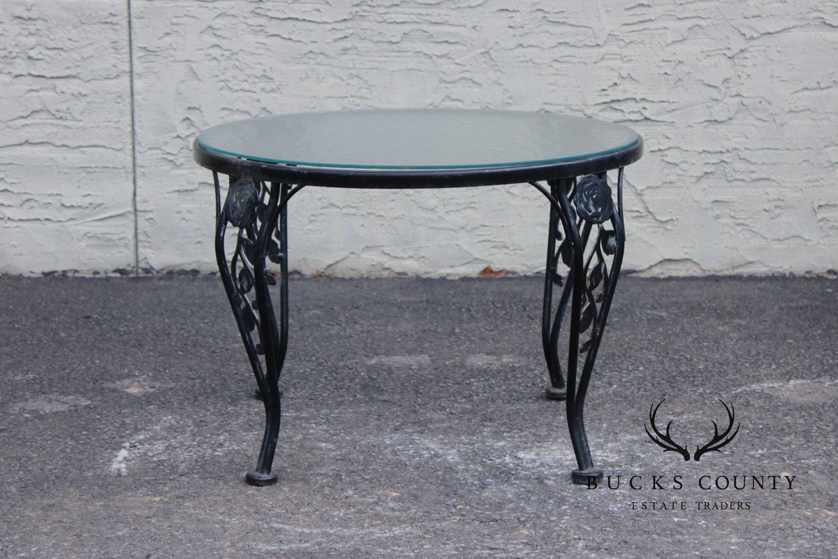Woodard 'Chantilly Rose' Outdoor Round Glass Top Side Table