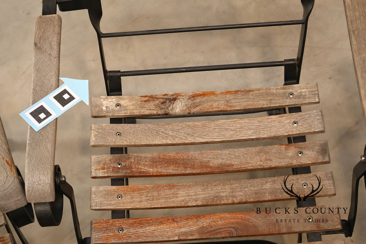 French Style Teak and Wrought Iron Five-Piece Bistro Set