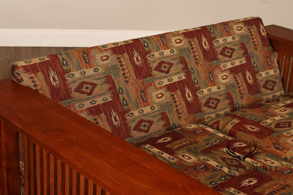 Bassett Furniture Mission Style Oak Spindle Settee