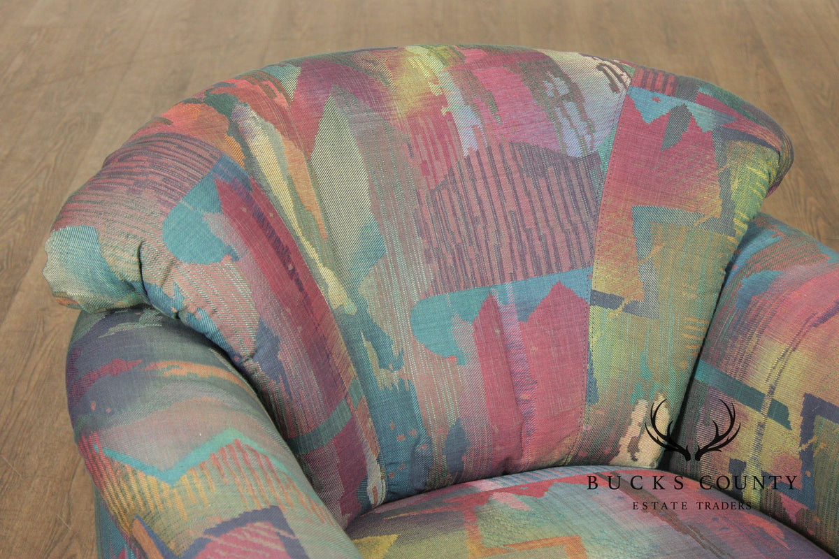 Sherrill Furniture Post Modern Pair of Swivel Club Chairs