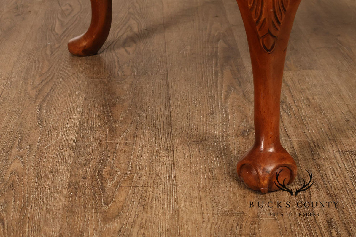 Chippendale Style Pair of Carved Frame Library Armchairs