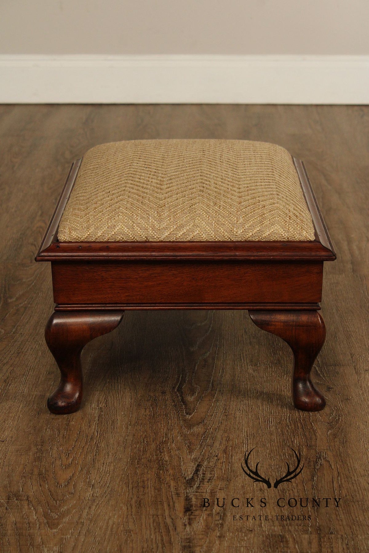 Vintage Mahogany Queen Anne Style Footstool