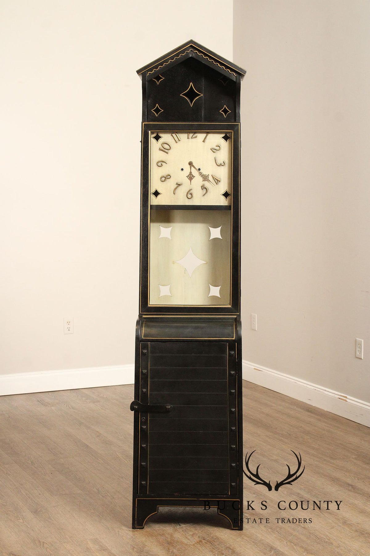 Shop Of The Crafters Antique Oak Ebonized Grandfather Clock