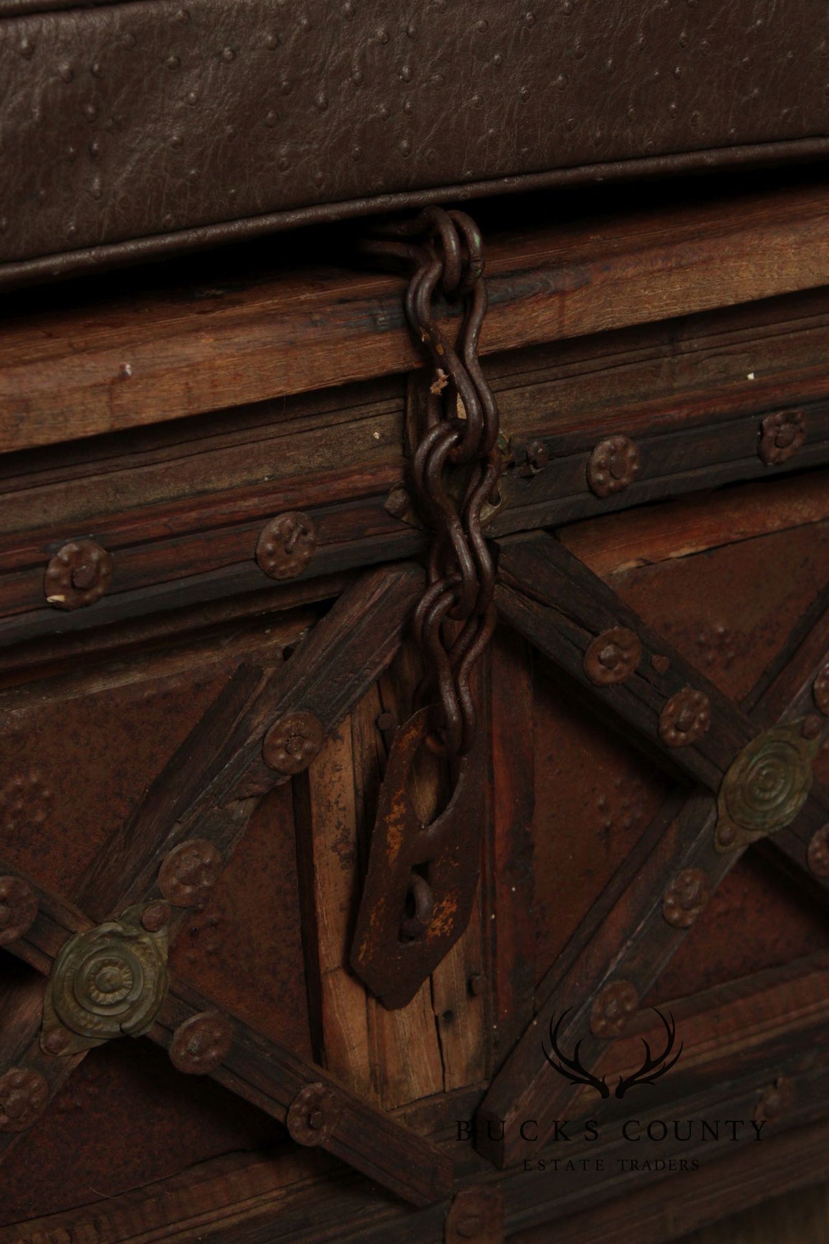 Antique Indian Teak Dowry Chest Settee