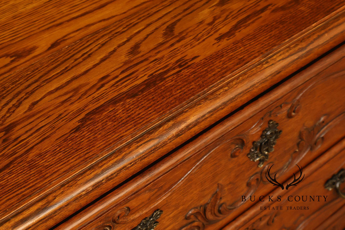French Louis XV Style Carved Oak Chest Of Drawers