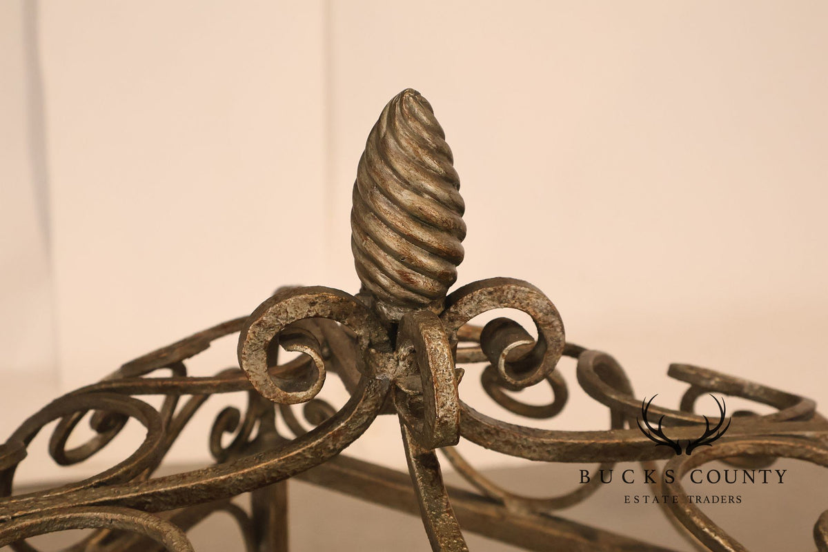 French Baroque Style Wrought Iron Scrollwork Birdcage Etagere Display Shelf