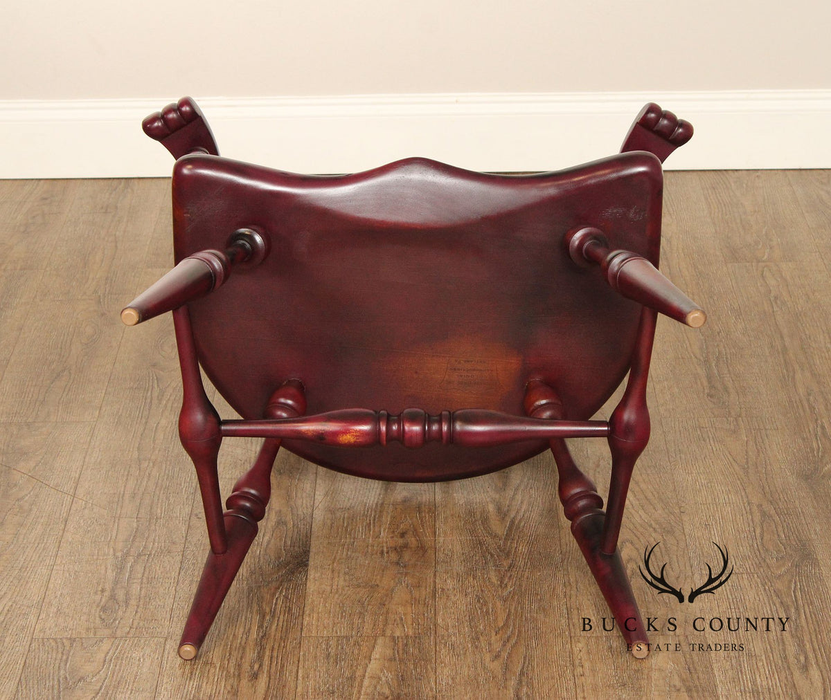 Duckloe Bros. Vintage Pair of Distressed Finish Low Back Armchairs