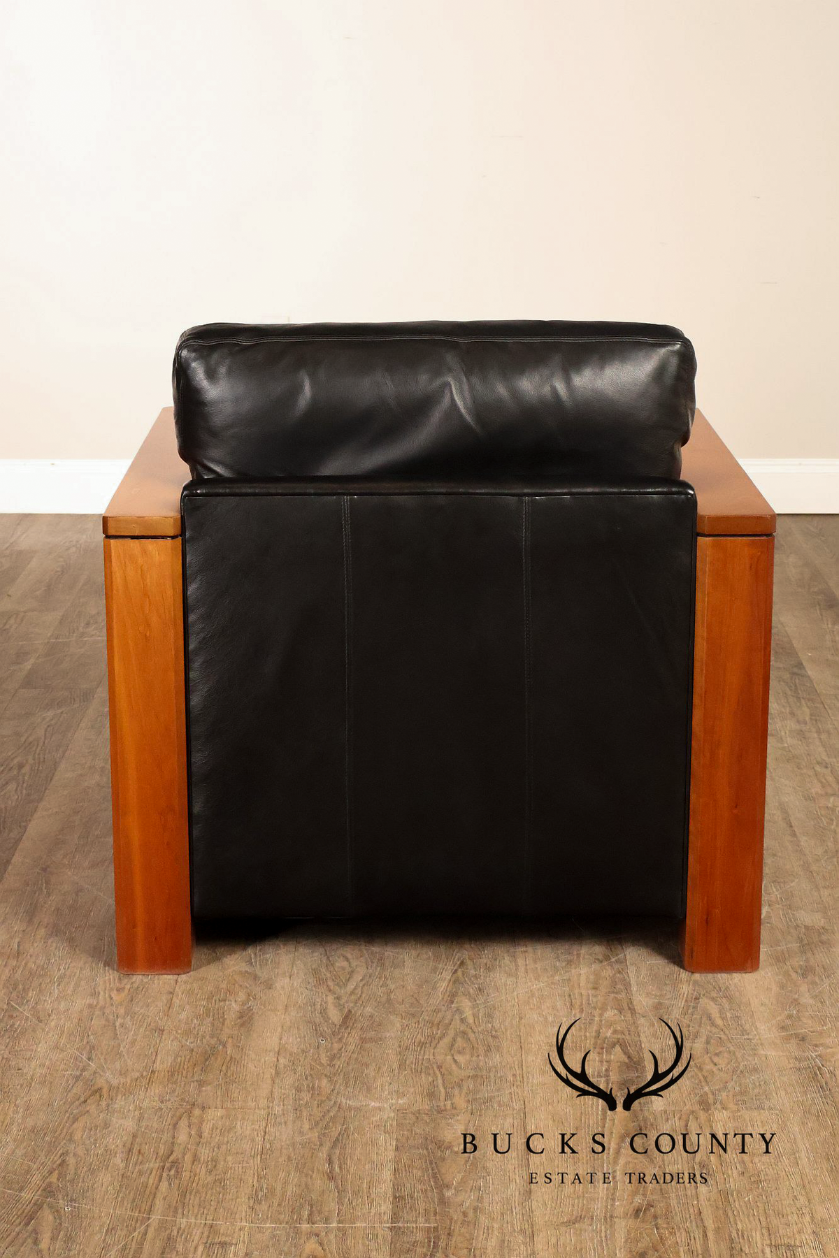 Stickley 21st Century Collection Pair of Black Leather Lounge Chairs
