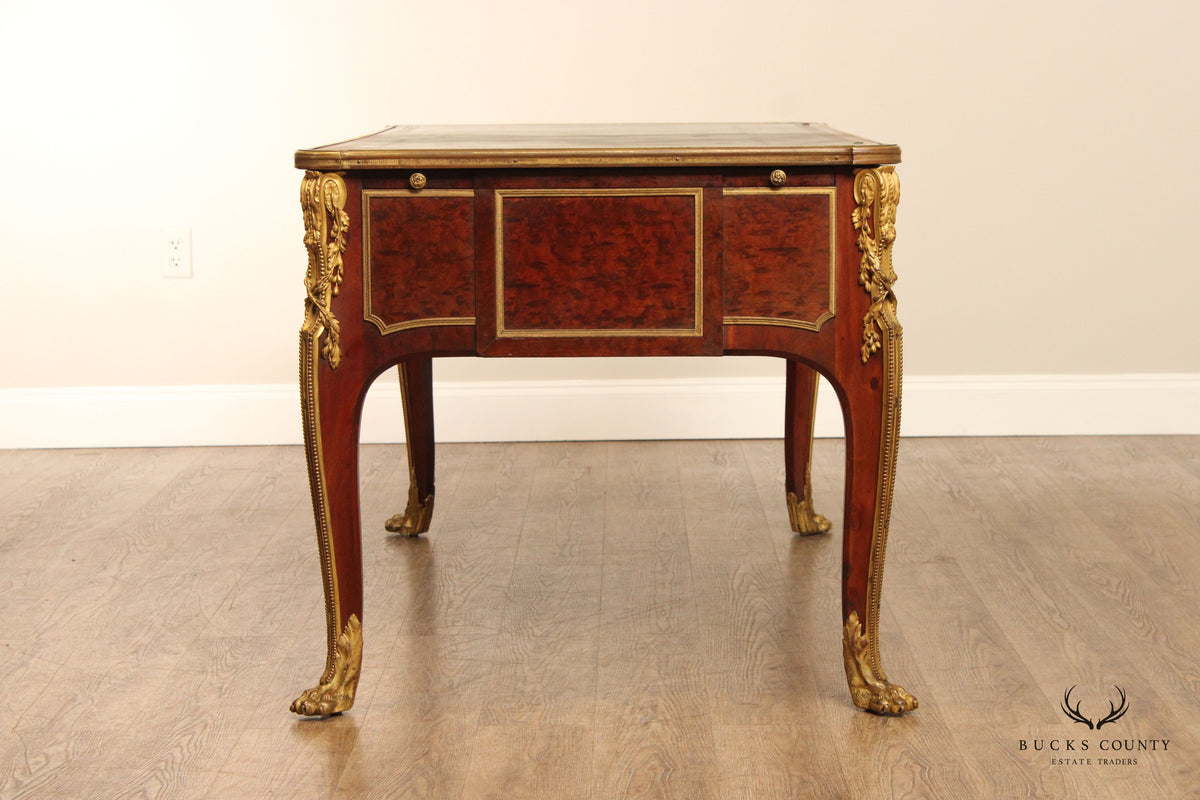 French Louis XV Style Leather Top Bureau Plat Writing Desk