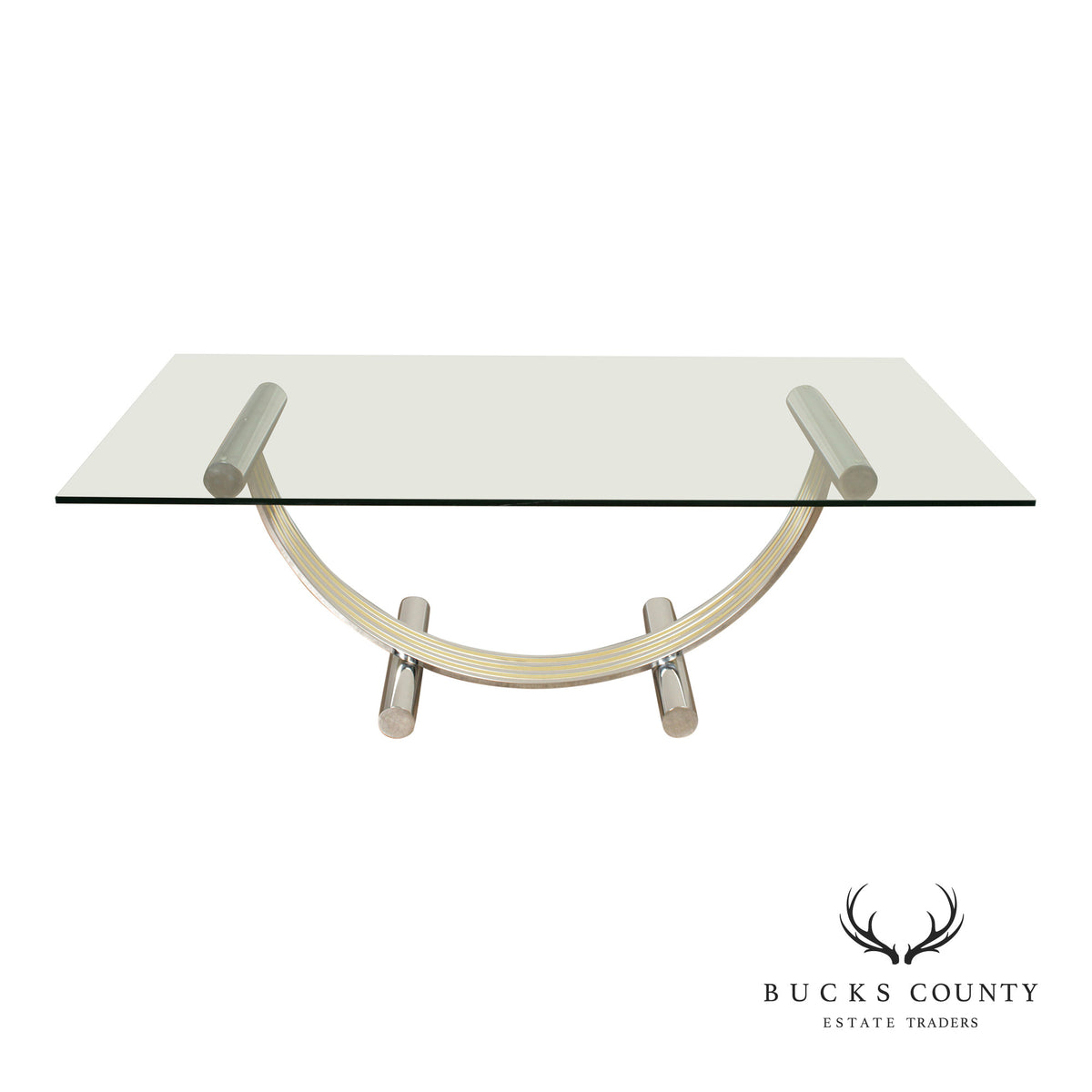 Italian Modern Glass Top Chrome Dining Table Renato Zevi
